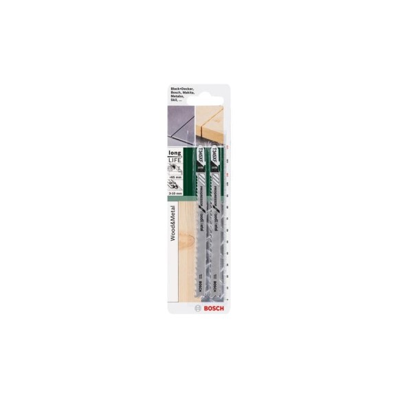 Полотно для лобзика по дереву и металлу T345XF (132 мм; 5-11 TPI; 2 шт.) Bosch 2609256737
