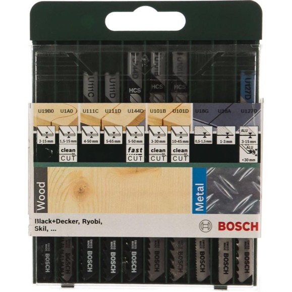 Набор пилок для лобзика по дереву и  металлу 10 шт. Bosch 2609256775