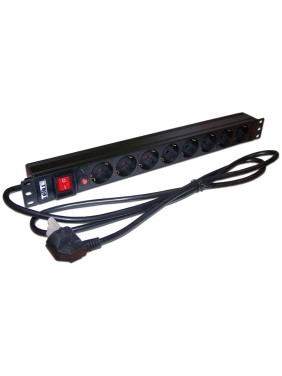 Блок розеток TWT 19 8 шт. Schuko, 16A 250V, шнур питания 1.8 м  PDU19-16A8P-1.8