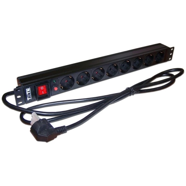 Блок розеток TWT 19 8 шт. Schuko, 16A 250V, шнур питания 1.8 м  PDU19-16A8P-1.8