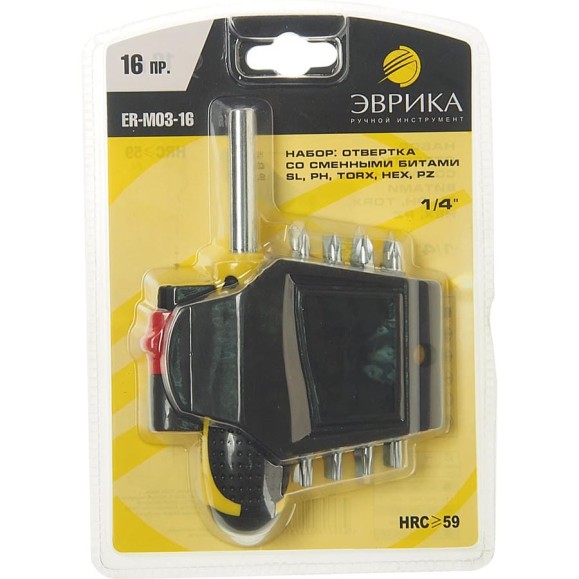 Отвертка-вороток с набором бит и держателем Эврика 1/4 ER-M03-16 988162 Отвертка-вороток с набором бит и держателем Эврика 1/4 ER-M03-16 988162