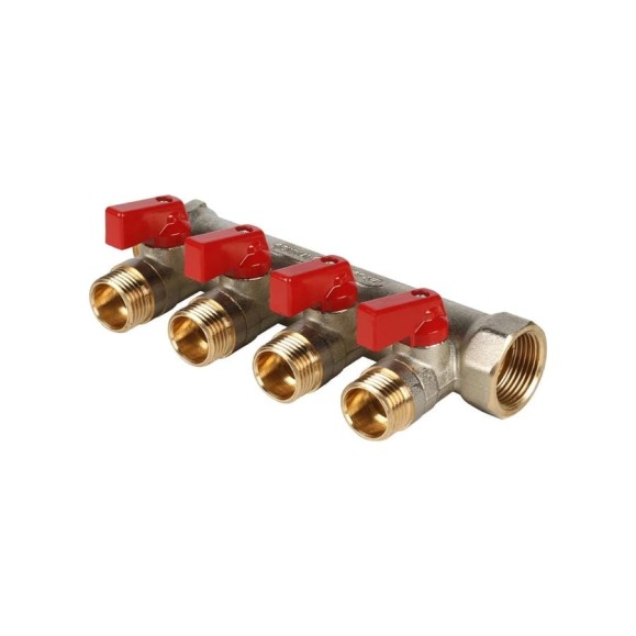 Коллектор с шаровыми кранами STOUT 3/4, 4 отвода 1/2 кр. SMB 6200 341204 RG008S917GHTCC