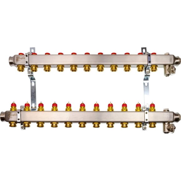 Комплект коллекторов Danfoss SSM-11 с кронштейнами для 11 контуров 088U0981