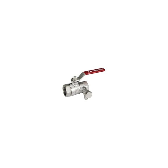 Шаровой кран Giacomini R250DS 1/2", внутренняя/внутренняя, ручка-рычаг красный, хромированный, со сливом R250SX003 Шаровой кран Giacomini R250DS 1/2", внутренняя/внутренняя, ручка-рычаг красный, хромированный, со сливом R250SX003