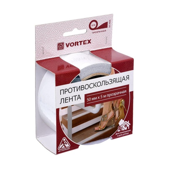 Противоскользящая лента VORTEX 50 мм, 5 м, прозрачная 24169 Противоскользящая лента VORTEX 50 мм, 5 м, прозрачная 24169