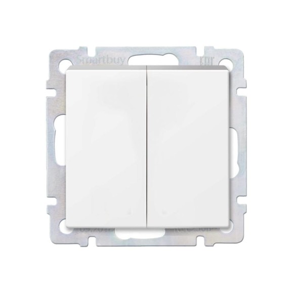 Проходной выключатель Smartbuy 2-клавишный 10А белый Нептун SBE-05w-10-SW22-0