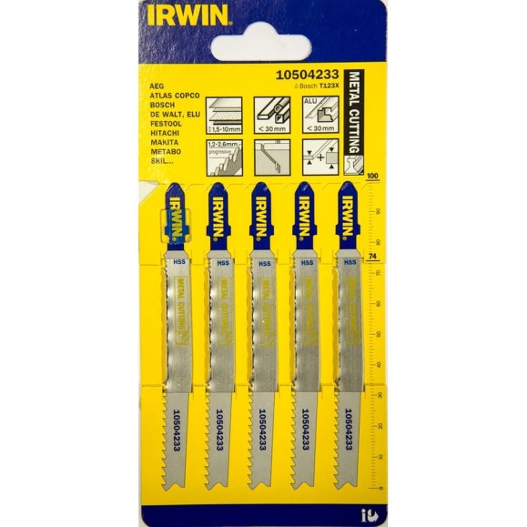 Пилка T123Х (5 шт; HSS) для электролобзика Irwin 10504233 Пилка T123Х (5 шт; HSS) для электролобзика Irwin 10504233