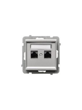 Компьютерная розетка Ospel Sonata 2-я, категория 5e, RJ-45, без рамки, матовое серебро GPK-2R/K/m/38