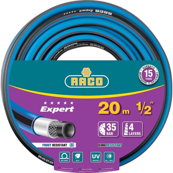 Поливочный армированный 4-х слойный шланг Raco EXPERT 1/2"x20м 40302-1/2-20_z01