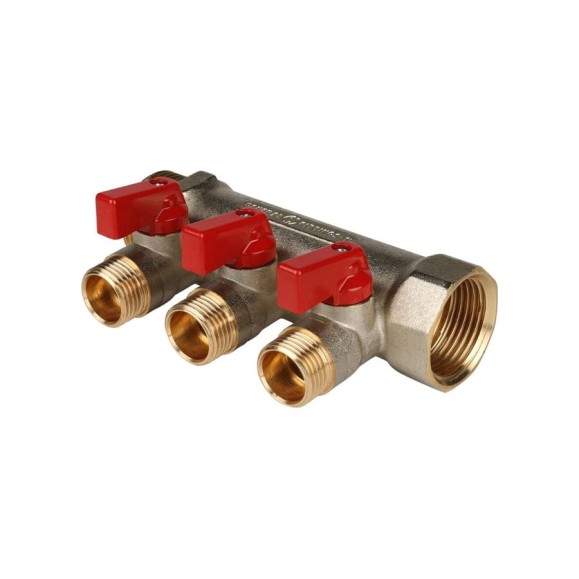 Коллектор с шаровыми кранами STOUT 1, 3 отвода 1/2 SMB 6200 011203 RG008S258K3TLM