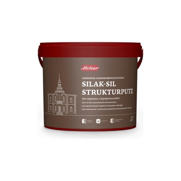 Штукатурка декоративная Silak-Sil Strukturputz K 20 (25 кг; зерно 2 мм) Holzer 3417