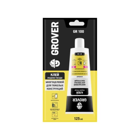 Монтажный клей Grover GR100 бежевый 0,125 л P0055 Монтажный клей Grover GR100 бежевый 0,125 л P0055