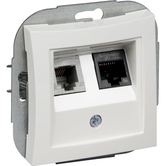 Двойная розетка Systeme Electric ДУЭТ, RJ11+RJ45, категория 5E WDE000185