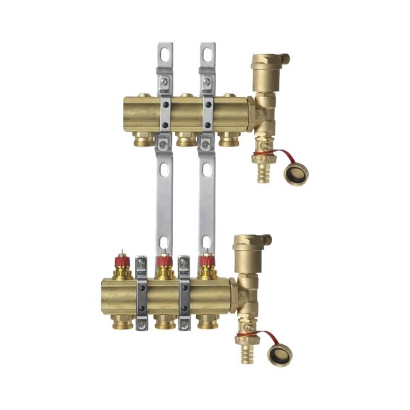 Комплект коллекторов Danfoss FHF-3 set с кронштейнами и воздухоотводчиками 3 контура 088U0703
