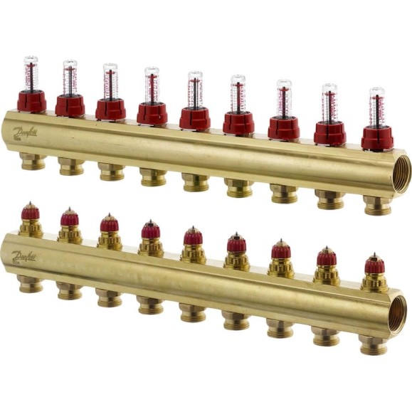 Коллекторы Danfoss FHF-9F с расходомерами для 9 контуров 088U0529 Коллекторы Danfoss FHF-9F с расходомерами для 9 контуров 088U0529
