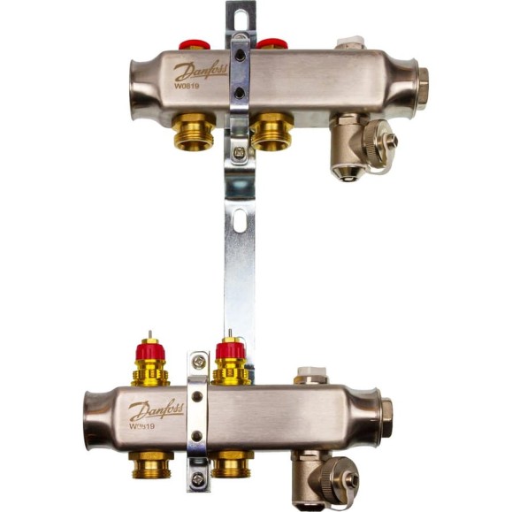 Комплект коллекторов Danfoss SSM-2 с кронштейнами для 2 контура 088U0972