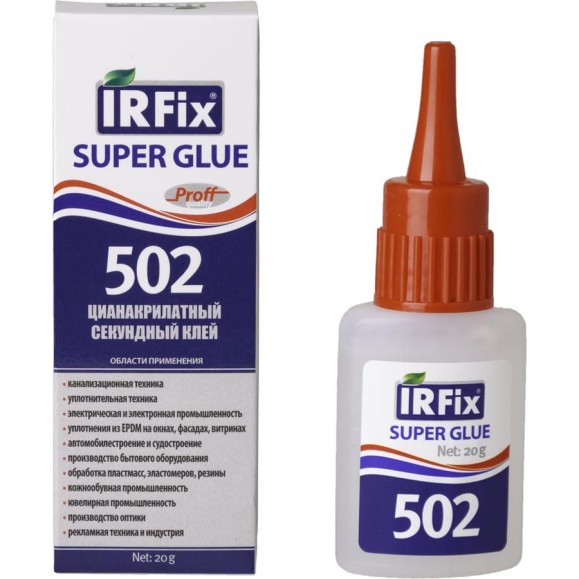 Секундный цианакрилатный клей IRFIX Super Glue 502 бесцветный 20 гр 20071 Секундный цианакрилатный клей IRFIX Super Glue 502 бесцветный 20 гр 20071