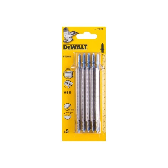 Пилки по металлу HSS (132х108 мм, шаг 1.2 мм, толщина 3 мм, T318A, 5 шт.) DEWALT DT2085