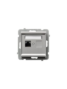 Компьютерная розетка Ospel Sonata 1-я, категория 5e, RJ-45, без рамки, матовое серебро GPK-1R/K/m/38
