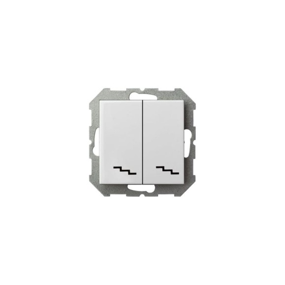 Двухклавишный проходной выключатель LIREGUS Эпсилон IP6+6 10-001-01 E/B белый без рамки 28-010