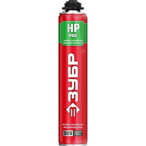 Монтажная пена ЗУБР PRO HP 800 мл с низким расширением пистолетная, всесезонная, SVS, 41148