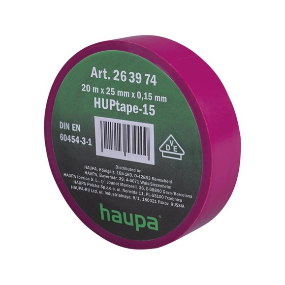 Изолента ПВХ HAUPA цвет фиолетовый, шир.25 мм, длина 20 м, d 74 мм 263874