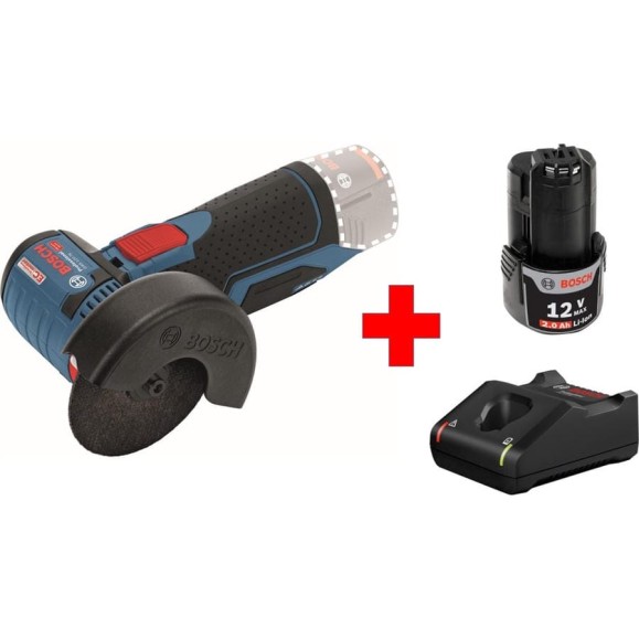 Аккумуляторная угловая шлифмашина Bosch GWS 12V-76 + 1x2.0 Ah + GAL 12V-40 0615990M2P