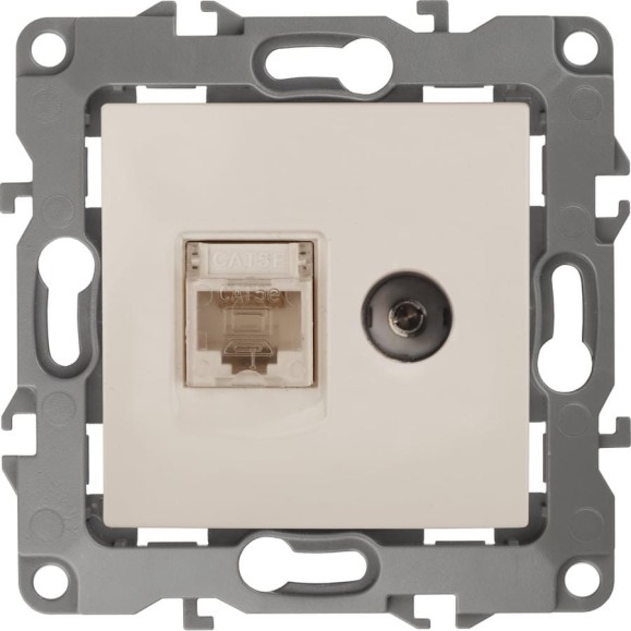Комбинированная розетка ЭРА 12-3110-02 RJ45 TV, IP20, 12, слоновая кость Б0027442