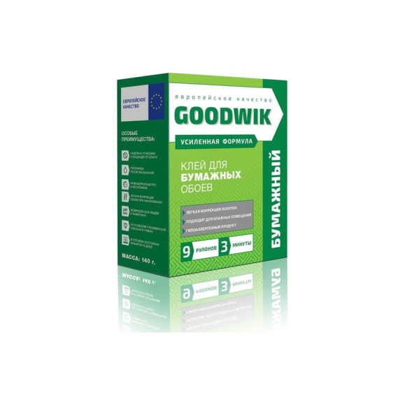 Клей для любых бумажных обоев Goodwik 140 гр Б 9 Клей для любых бумажных обоев Goodwik 140 гр Б 9