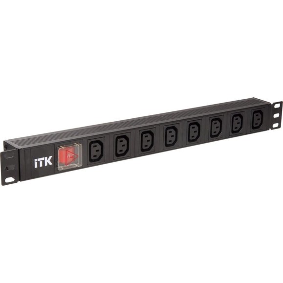Блок розеток ITK с LED выключателем и защитой от перенапряжения PDU 7 мест C13 1U вход С14 без шнура PH12-7C133