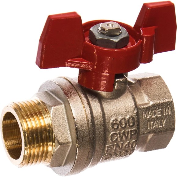 Шаровой кран RuB, 3/4" DN20 PN40, ВР-НР, серия MILANO (S.90), бабочка S90E26