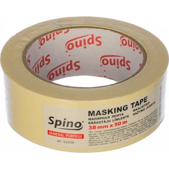 Малярная лента SPINO белая 60oC 38мм x 50м 62438