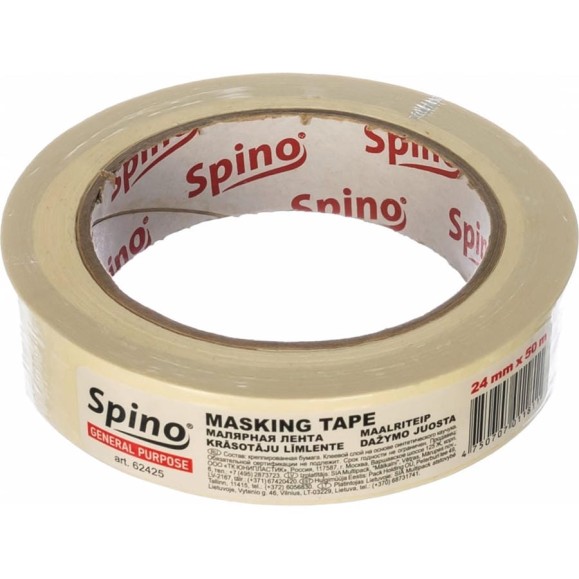 Малярная лента SPINO белая 60oC 24мм x 50м 62425 Малярная лента SPINO белая 60oC 24мм x 50м 62425