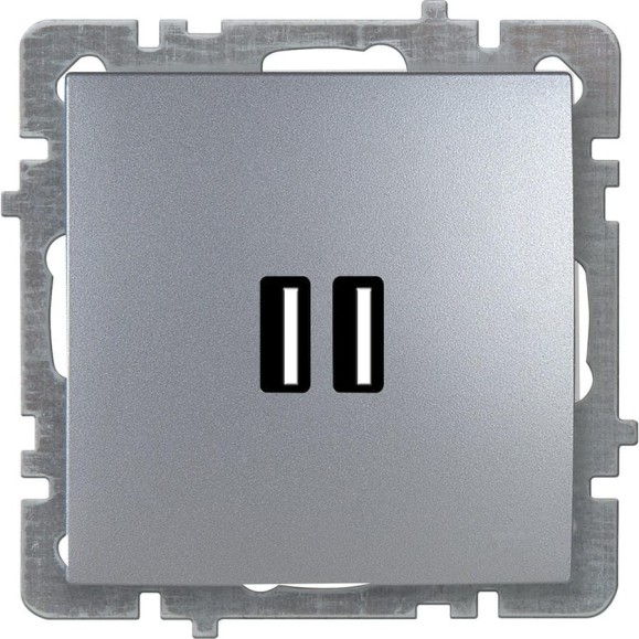 Механизм розетки NILSON USB 1СП серебро Touran/Alegra metallic 24130481
