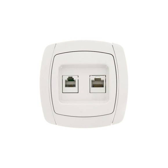 Розетка EKF Париж, RJ-45+Phone, 1A, 120В, белая, Simple SQ ESK01-135-10