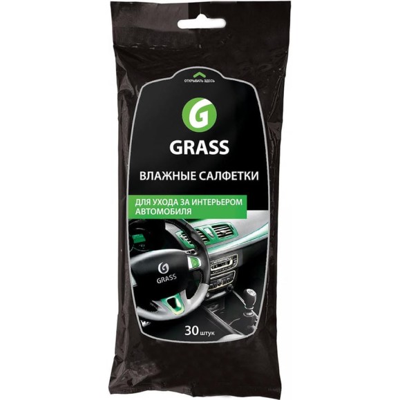 Влажные салфетки для ухода за интерьером автомобиля 30 шт Grass IT-0311