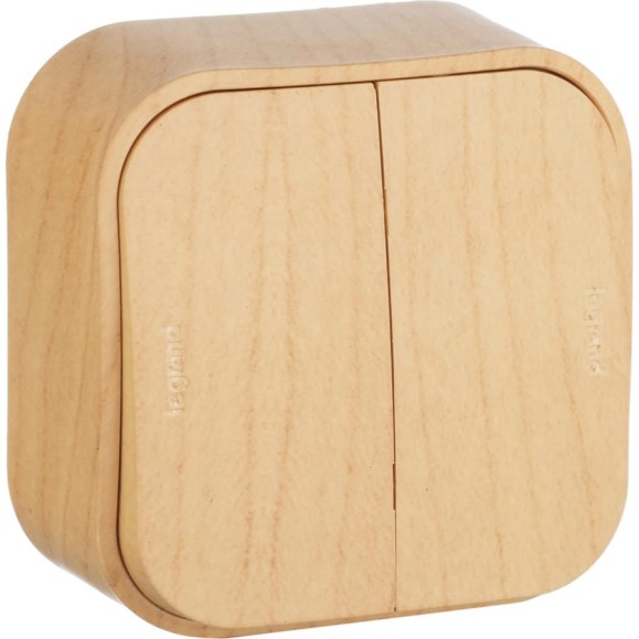 Переключатель Legrand двухклавишный Legrand Quteo IP20 10A 250В винтовые зажимы накладной монтаж дерево 782266
