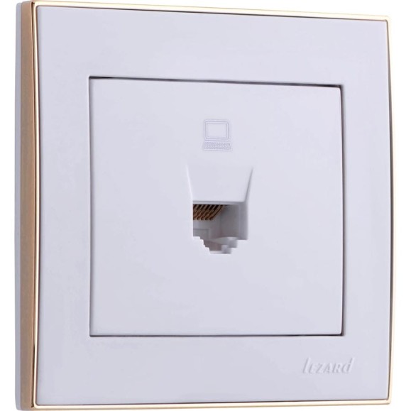 Компьютерная розетка LEZARD RAIN белый с бок. вст. золото 703-0226-139 Компьютерная розетка LEZARD RAIN белый с бок. вст. золото 703-0226-139