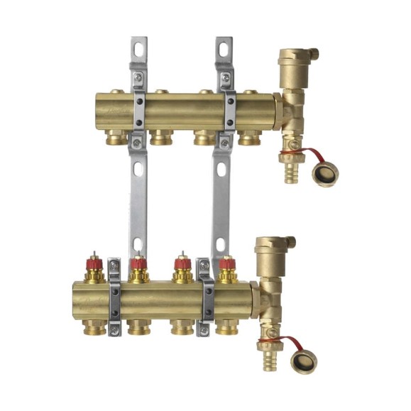Комплект коллекторов Danfoss FHF-4 set с кронштейнами и воздухоотводчиками 4 контура 088U0704