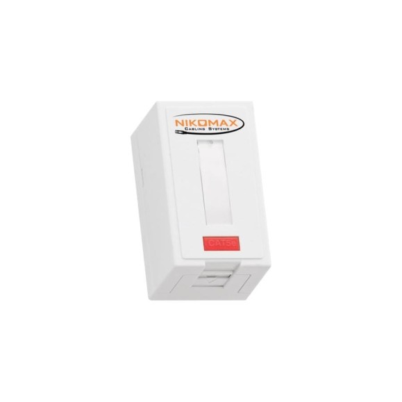 Настенная розетка NIKOMAX 1 порт, полный экран, со шторкой, белая NMC-WO1SD2-FT-ST-WT