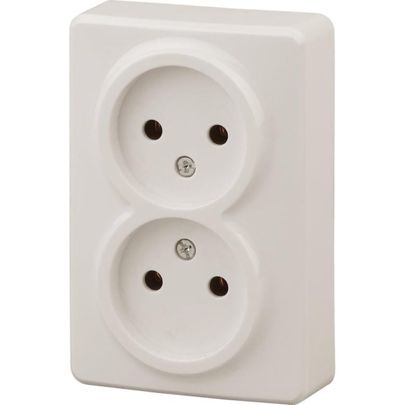 Розетка ЭРА 11-2202-02 2х2P, 16A-250В, IP20, открытой установки, Эксперт, слоновая кость Б0020683