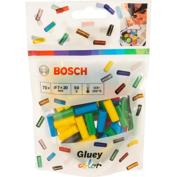 Клеевые стержни для Gluey 7x20 мм 70 шт. цветные Bosch 2608002005 Клеевые стержни для Gluey 7x20 мм 70 шт. цветные Bosch 2608002005