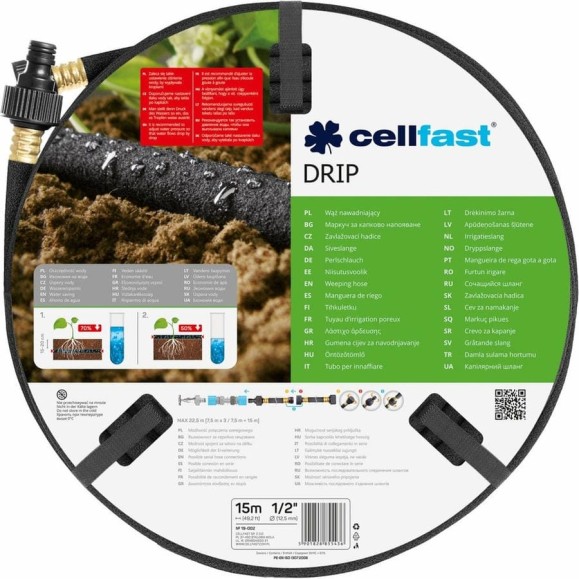 Сочащийся шланг Cellfast DRIP 1/2", 15 м 19-002