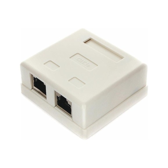 Розетка Cablexpert RJ-45 кат.STP 5e внешняя экранированная 2 портa, 110&Krone NAS214
