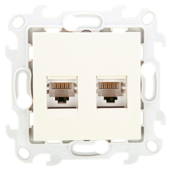 Розетка Simon 2хRJ45 категория 5е UTP, слоновая кость 2450593-031 Розетка Simon 2хRJ45 категория 5е UTP, слоновая кость 2450593-031