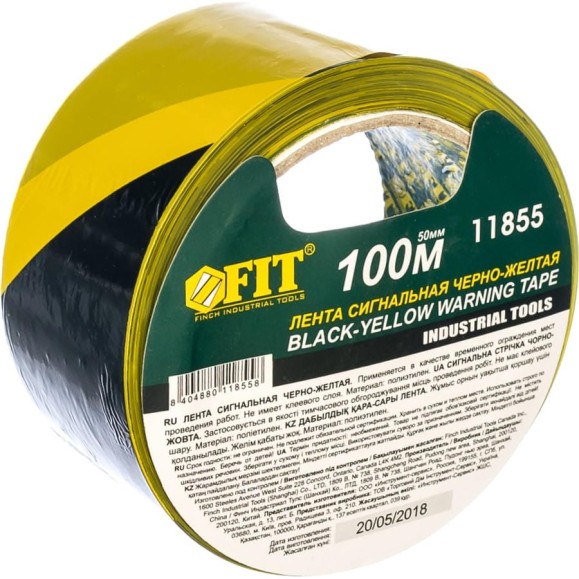 Сигнальная лента FIT IT черно-желтая 50*100м 11855