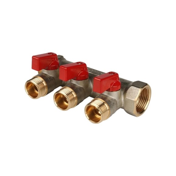Коллектор с шаровыми кранами STOUT 3/4, 3 отвода 1/2 SMB 6200 341203 RG008S258O4VEA