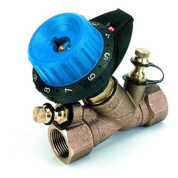 Балансировочный клапан COMAP 751R с пониженным Kv, с 2 измерительными ниппелеми, без дренажа 1/2" DN15, 0,115-1,90 7514041