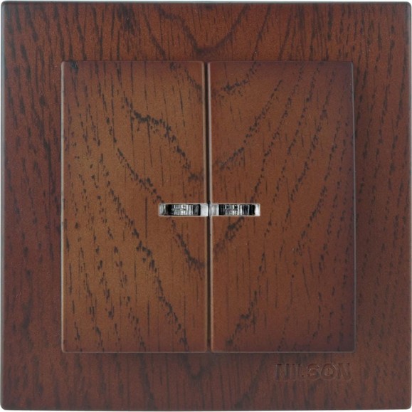 Выключатель NILSON 2СП с подсветкой орех Touran wood 24271004 Выключатель NILSON 2СП с подсветкой орех Touran wood 24271004