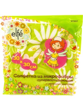 Салфетки из микрофибры Elfe, 300х300 мм, с зел.цветами 92307